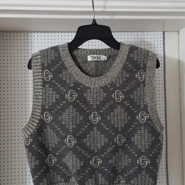 [BUNJANG] Grove Pattern Knit Vest - Grey / 그로브 패턴 니트 조끼 그레이