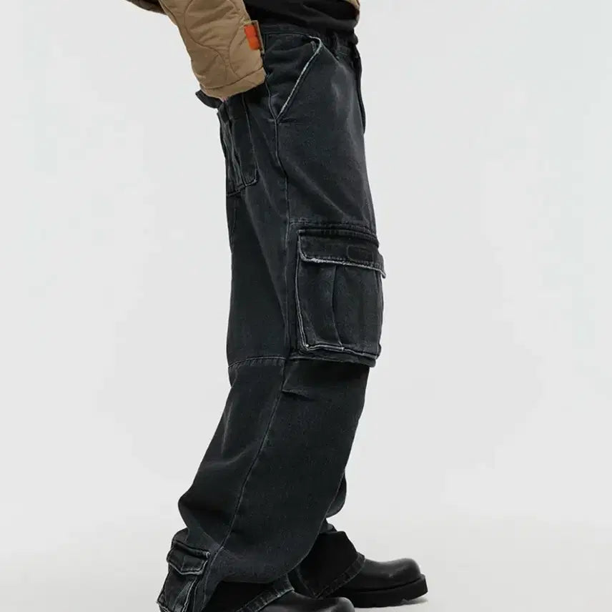 [BUNJANG] DNSR Layered Cargo Pants Denim Black Blue / (0회착용,선착순판매) 디앤에스알 - 레이어드 카고 팬츠