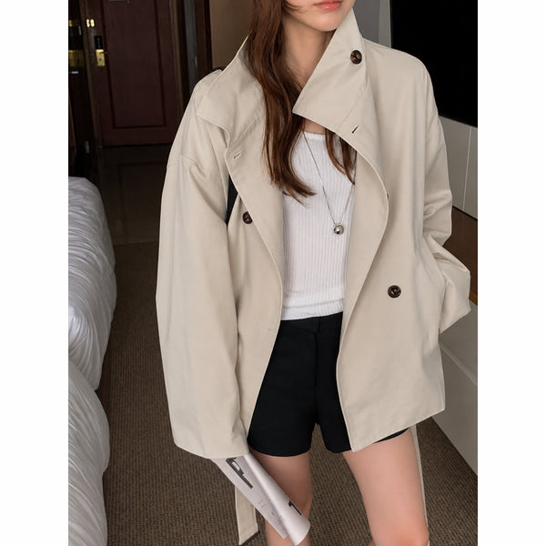 [BUNJANG] High Neck Short Trench Coat / (새상품) 9657. 하이넥 숏 트렌치코트