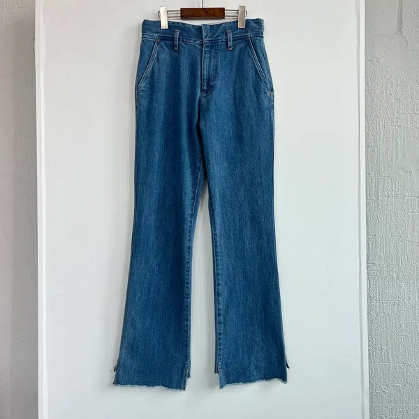 [BUNJANG] Asymmetric Slit Bootcut Denim Pants / 5 1/2 트임 언발란스 데님 팬츠