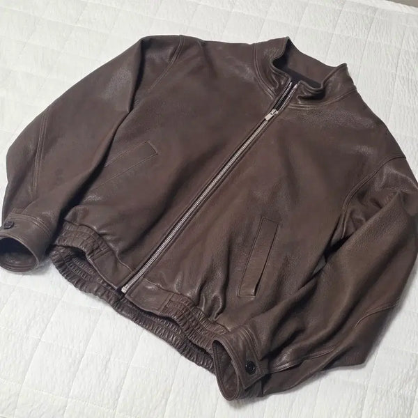 [BUNJANG] Firstfloor Rowan Leather Blouson Mahogany Brown / 퍼스트플로어 파프터 로완 레더 블루종 마호가니 브라운 48