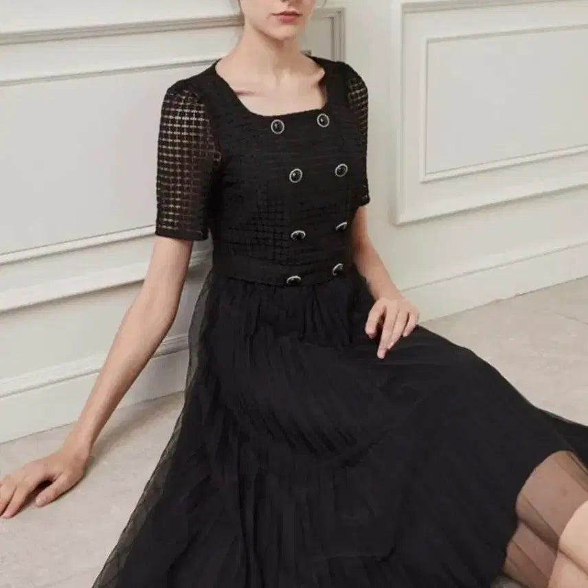 [BUNJANG] JIGOTT Black Pleated Dress / 하객룩 강추 지고트 블랙 플리츠 원피스