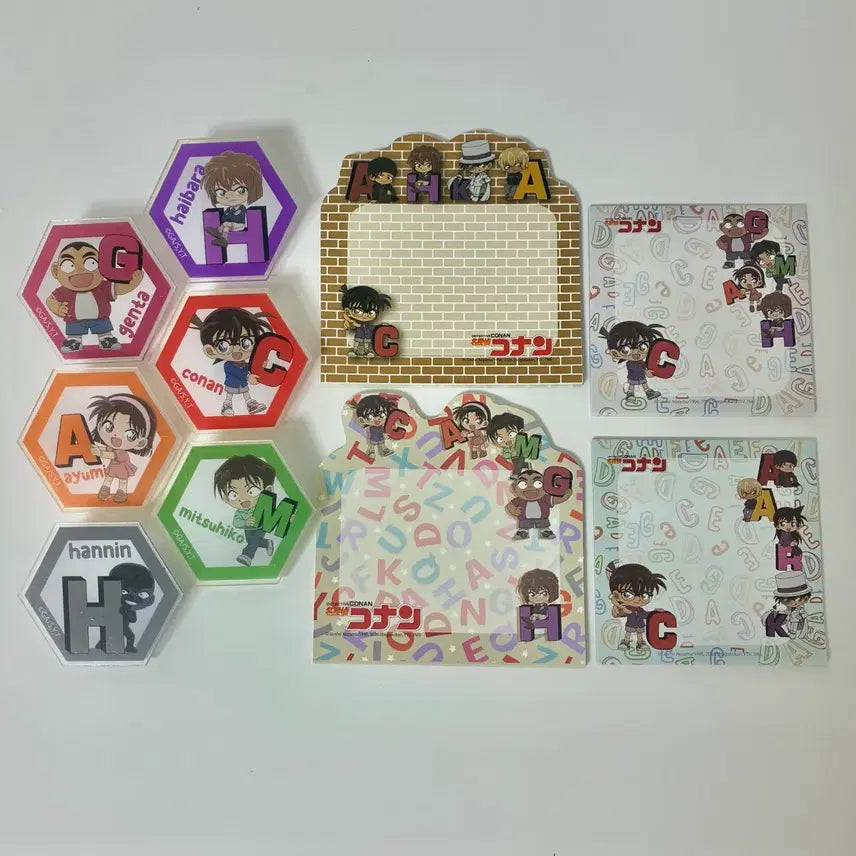 [BUNJANG] Detective Conan Daiso Acrylic Clip + Memo Pad Set / 명탐정 코난 다이소 아크릴 클립 + 메모지 4종 일괄 다이소 코난