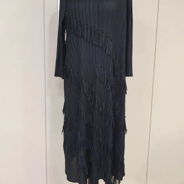 [BUNJANG] Pleated Long Dress Black / 플리츠 롱 원피스 블랙