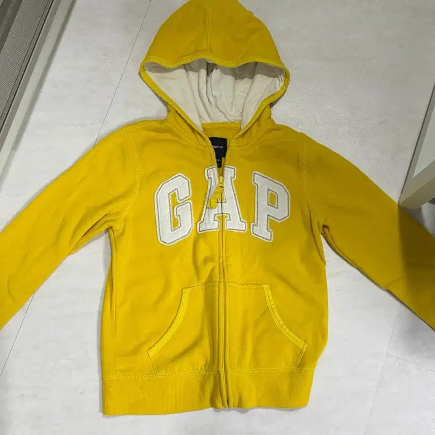 [BUNJANG] GAP Logo Hooded Zip-Up Yellow / GAP 로고 후드 집업 옐로우