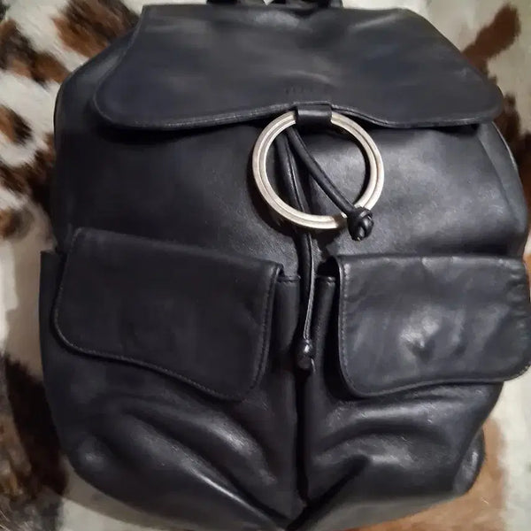 [BUNJANG] Black Leather Backpack / 소가죽 백팩 블랙