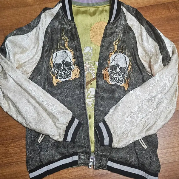[BUNJANG] Script Sukajan Reversible Embroidered Jacket / Script 스크립트 해골 스카쟌