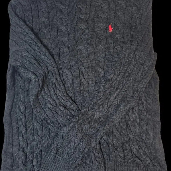 [BUNJANG] Polo Ralph Lauren Cable Knit Black Sweater / 폴로 랄프로렌 케이블 니트 블랙