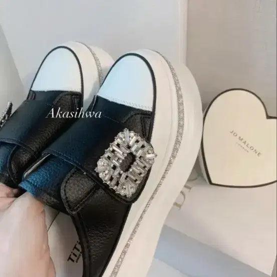 [BUNJANG] Roger Vivier Style Leather Cubic Height-Increasing Sneakers / 로저st 소가죽  큐빅 키높이 운동화