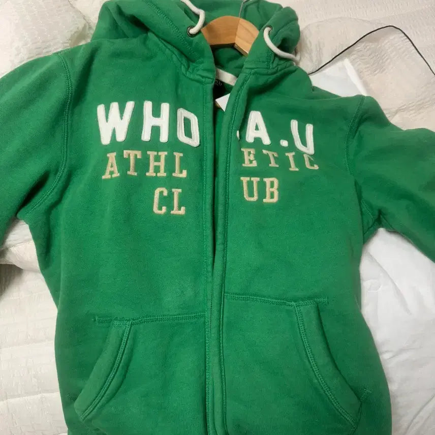 [BUNJANG] Whoohoo Athletic Hooded Zip-up Green L / 후아유 애슬레틱 후드집업 그린 L