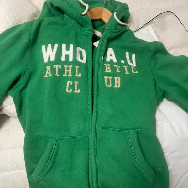 [BUNJANG] Whoohoo Athletic Hooded Zip-up Green L / 후아유 애슬레틱 후드집업 그린 L