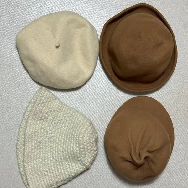 [BUNJANG] 4-Piece Hat Set (Beige/Brown) / 모자 4종 세트 베이지/브라운