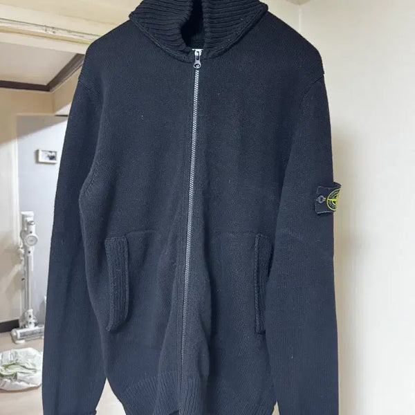 [BUNJANG] Stone Island Black Knit Cardigan / 스톤아일랜드 블랙 니트 가디건L