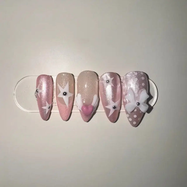 [BUNJANG] Pink Ribbon Nail Tips / 핑크리본 네일팁