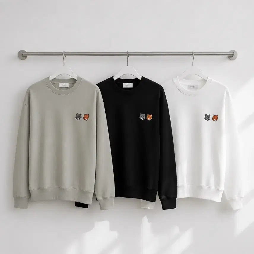 [BUNJANG] Maison Kitsuné Double Fox Head Sweatshirt / 신상)메종키츠네 더블폭스헤드 맨투맨 그레이카키/블랙/화이트