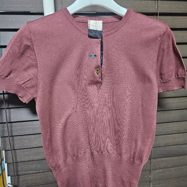 [BUNJANG] Vivienne Westwood ORB Button Short Sleeve Knit / 비비안웨스트우드 오알비 단추 반팔 니트