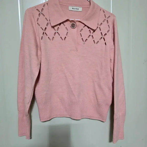 [BUNJANG] Mine Women's Pink Collared Knit / 마인 여성 핑크 카라 니트
