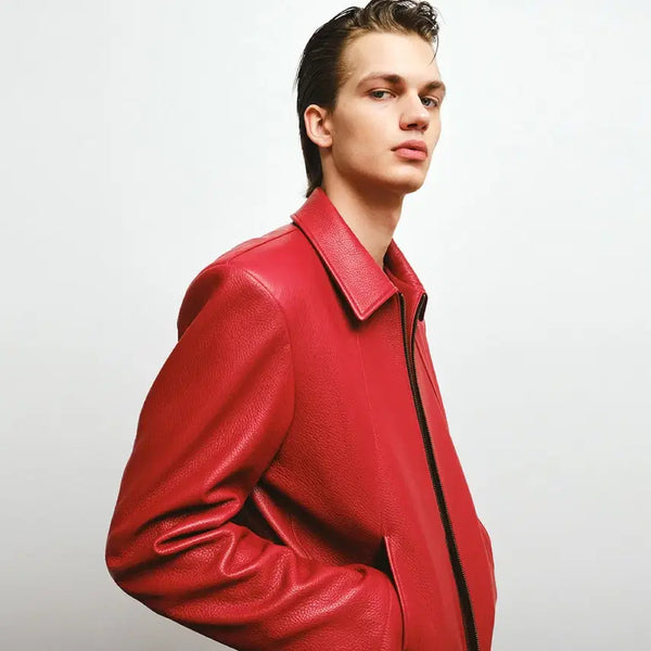 [BUNJANG] NOIR GHOT Shrunken Leather Jacket Red 48 / 노이어 고트 슈렁큰 레더 자켓 레드컬러 48사이즈 새상품