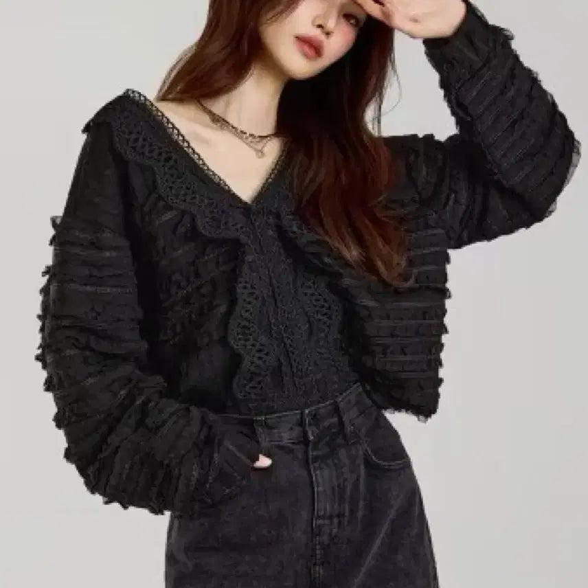 [BUNJANG] Dint Lace Blouse Black One Size / 레이스 블라우스 Black(딘트에서 구매)