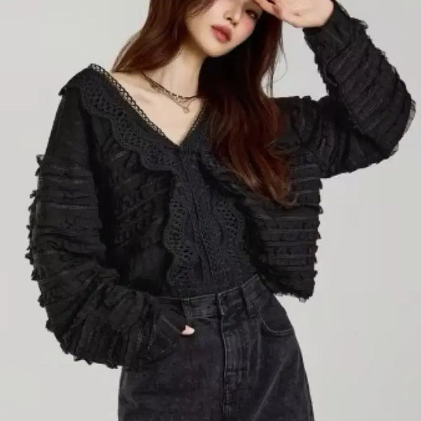 [BUNJANG] Dint Lace Blouse Black One Size / 레이스 블라우스 Black(딘트에서 구매)