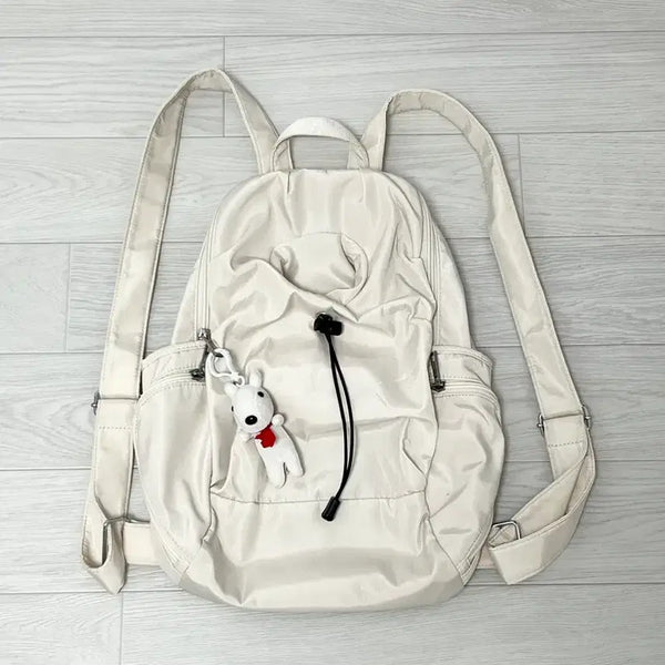 [BUNJANG] Nylon Ivory Backpack / 나일론 아이보리 백팩