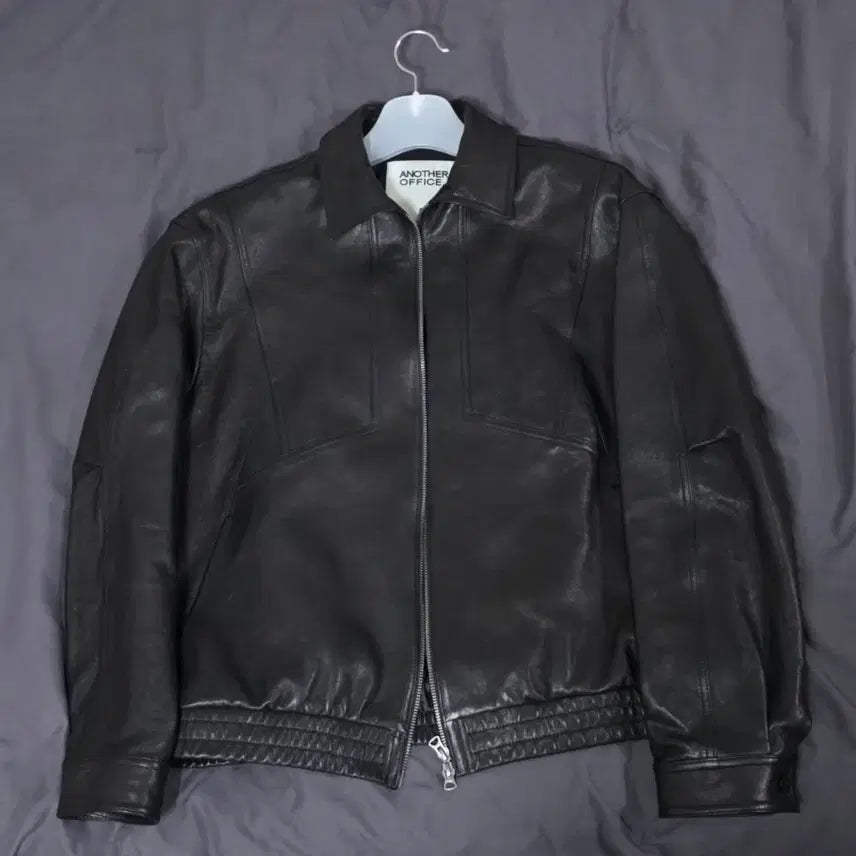 [BUNJANG] Another Office Utility Leather Jacket Black / 어나더오피스 유틸리티 레더 자켓 블랙
