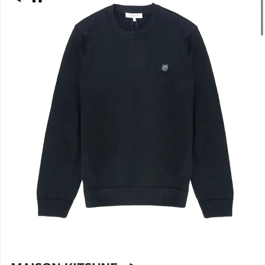 [BUNJANG] Maison Kitsuné Fox Head Patch Regular Knit Black / 메종키츠네 폭스헤드 패치 레귤러 니트 블랙