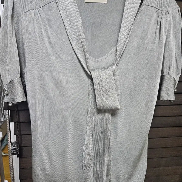 [BUNJANG] Mine Silk Neck Ribbon Tie Blouse / 마인 실크 넥 리본타이 블라우스