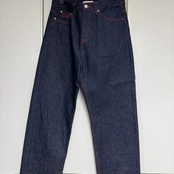 [BUNJANG] Raw Denim Pants Red Stitch / 생지 데님 팬츠 레드 스티치
