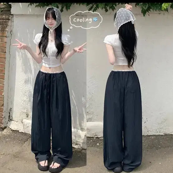 [BUNJANG] Bliss Nylon Summer Black Training Pants / 블리즈 나일론 여름 검정 트레이닝 팬츠