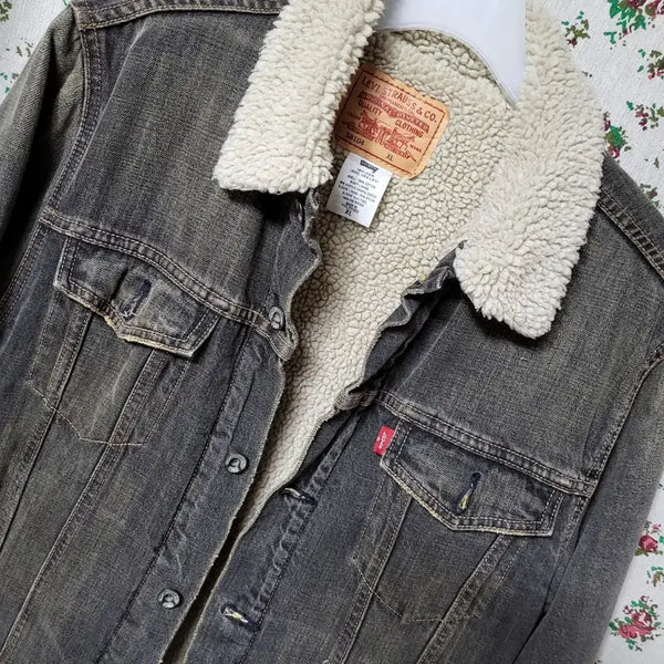 [BUNJANG] Levi's Vintage Shearling Lined Denim Jacket XL / 빈티지 데미지워싱 리바이스 양털 셰르파 데님 자켓 XL