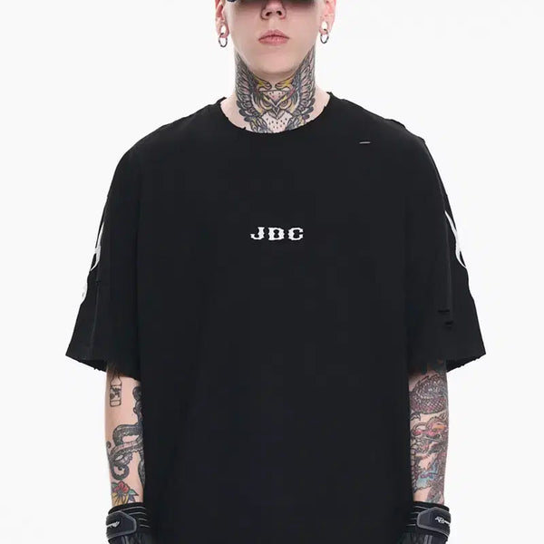 [BUNJANG] Jadench NBD Damaged T-Shirt / 제이든척 BAT DAMAGED T-SHIRT 반팔 티셔츠 M