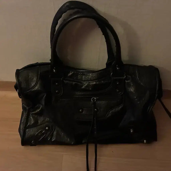[BUNJANG] Motor Bag Black Punk Gyaru Shoulder Bag / 모터백 블랙 펑크 갸루 백 숄더백