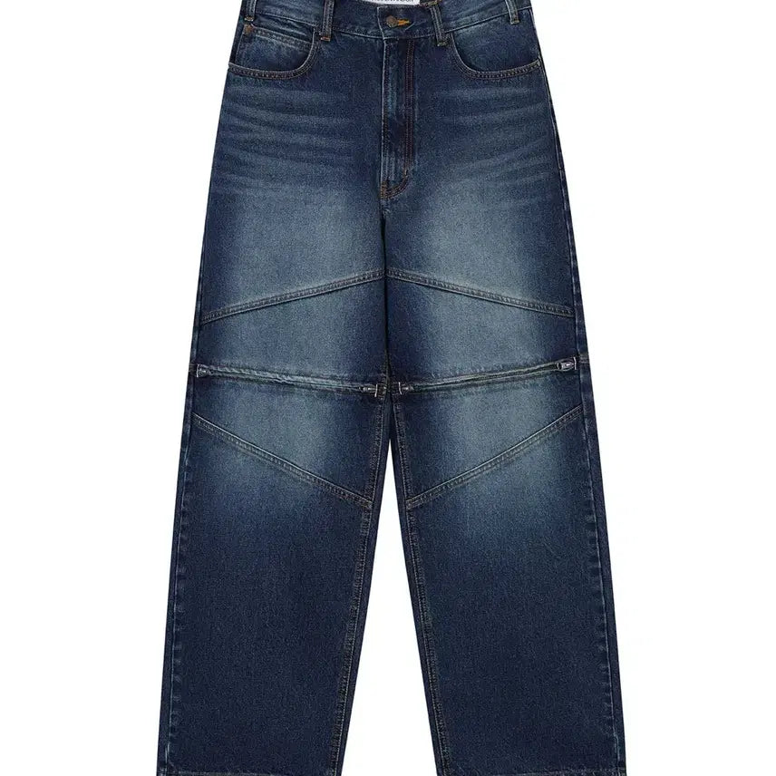 [BUNJANG] Modenarder Wide Fit Panel Denim Pants (Blue) / 모덴아르더 와이드핏 절개 데님 팬츠 청바지 (블루) 30