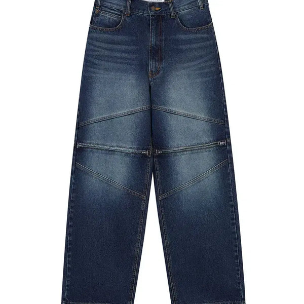 [BUNJANG] Modenarder Wide Fit Panel Denim Pants (Blue) / 모덴아르더 와이드핏 절개 데님 팬츠 청바지 (블루) 30