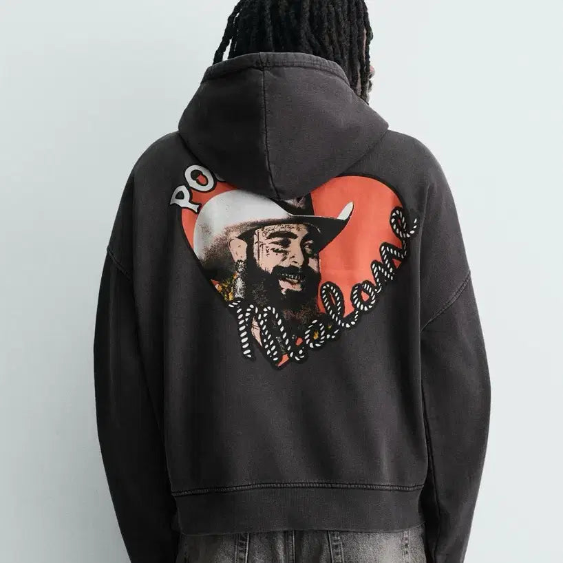 [BUNJANG] Zara Post Malone Collaboration Graphic Hoodie (26ss) / 자라 포스트말론 콜라보 그래픽 후드티 26ss 새제품