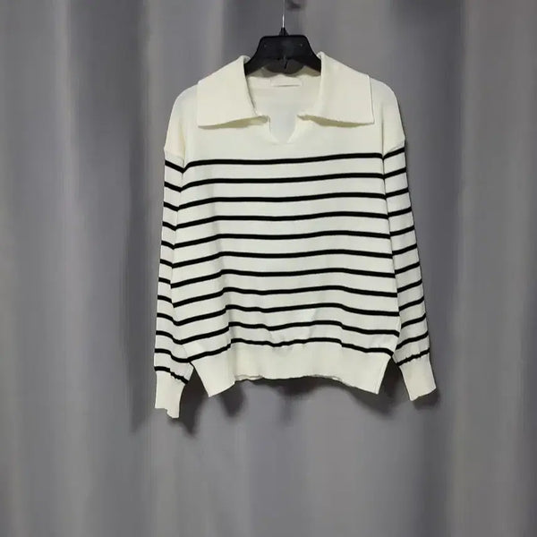 [BUNJANG] Monologue Striped Collar Knit / 모놀로그 단가라 카라니트