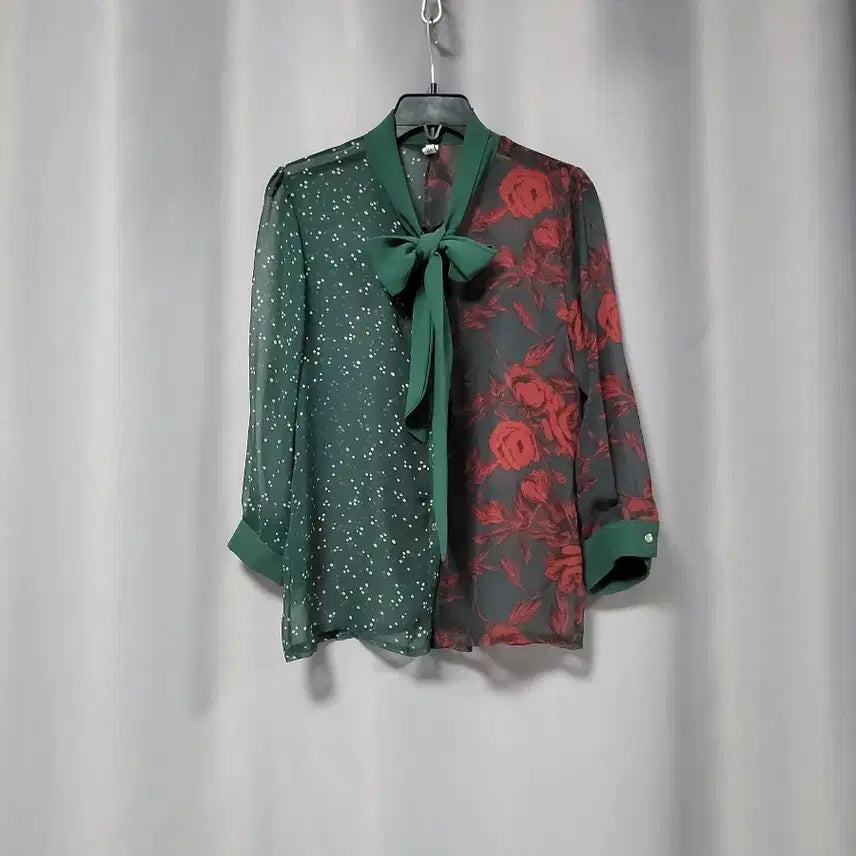 [BUNJANG] Ribbed Sheer Blouse / 넥리본 시스루 쉽니다 블라우스