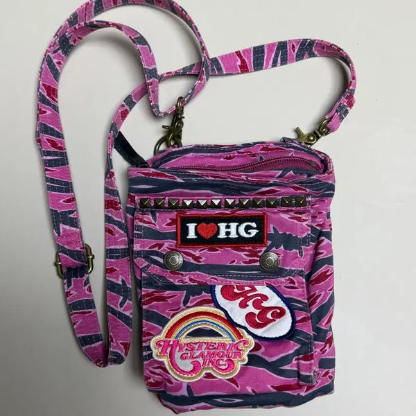 [BUNJANG] Hysteric Glamour Patch Scratch Sacoche Pink / 히스테릭글래머 패치스크래치 사코슈 핑크