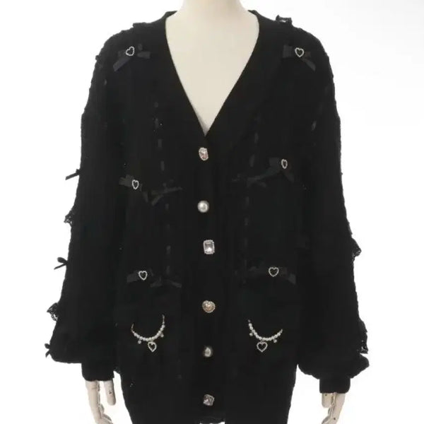 [BUNJANG] LIZLISA Ladder Cardigan Black / 리즈리사 사다리 가디건 블랙 디마럽 시허니 마즈 로지타 노에미