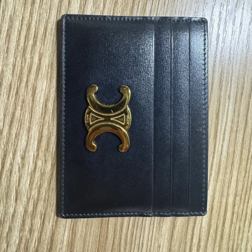 [BUNJANG] Celine Triomphe Calfskin Card Holder Black / 셀린느 트리옹프 카프스킨 카드홀더 블랙