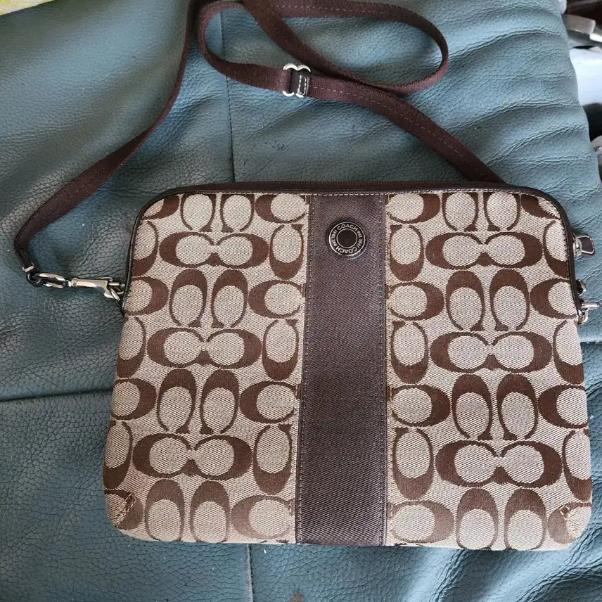 [BUNJANG] Coach Signature Pattern Crossbody Bag Brown / 코치 시그니처 패턴 크로스백 브라운