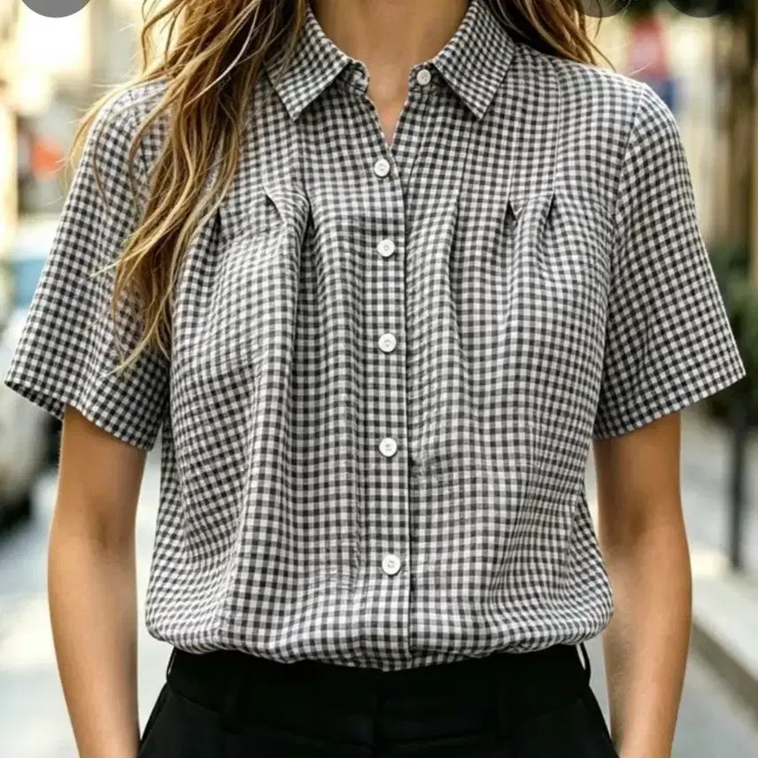 [BUNJANG] Women's Plaid Shirt Blouse / 여성 체크 남방.블라우스