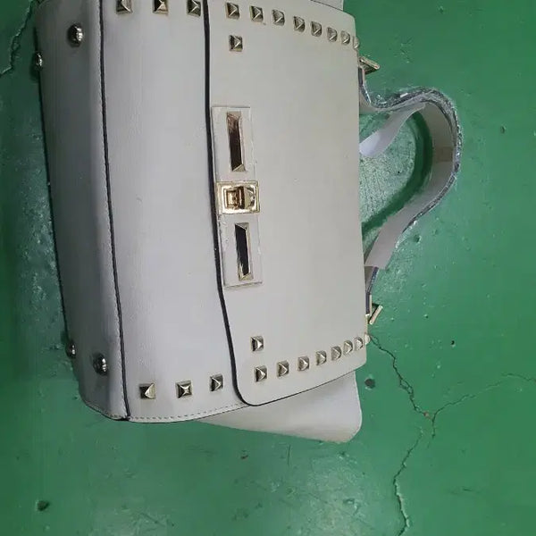 [BUNJANG] Stud Embellished Women's Tote Bag - Ivory / 스터드 장식 여성 토트백 아이보리