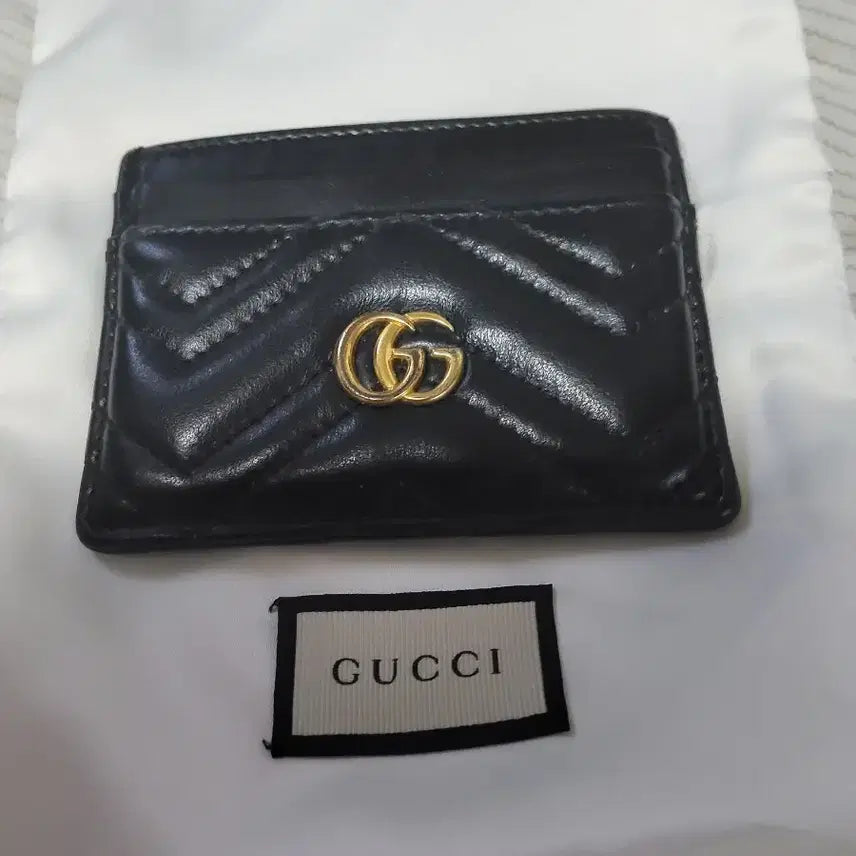 [BUNJANG] Gucci Marmont Matelassé Card Case Black / 구찌 마몽 마틀라세 카드지갑 블랙