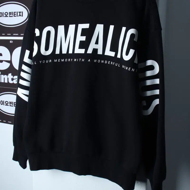 [BUNJANG] Frank Stone Lettering Sweatshirt Black / (M-L) 프랭크스톤 맨투맨 티셔츠 레터링 기모 블랙 올드스쿨-H37338