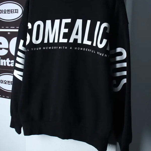 [BUNJANG] Frank Stone Lettering Sweatshirt Black / (M-L) 프랭크스톤 맨투맨 티셔츠 레터링 기모 블랙 올드스쿨-H37338