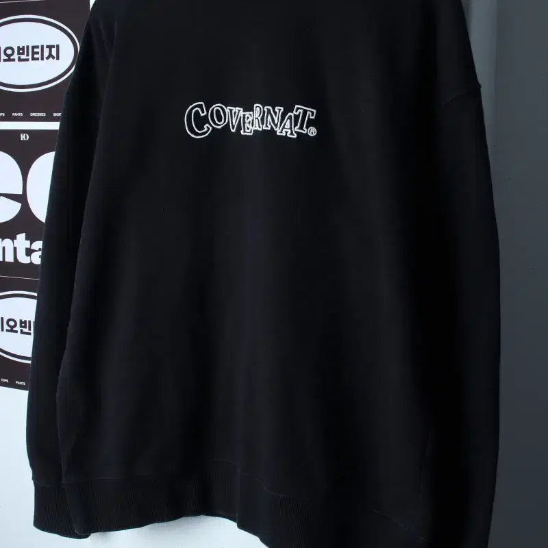 [BUNJANG] Covernat Heavy Lettering Sweatshirt Black / (M-L) 커버낫 맨투맨 티셔츠 작은오염 레터링 블랙 헤비-H37341