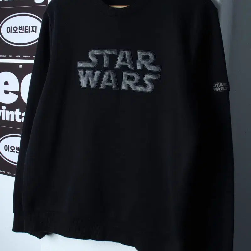 [BUNJANG] PROJECT M Star Wars Collaboration Fleece Sweatshirt Black / (L) 프로젝트엠 맨투맨 티셔츠 스타워즈 협업 기모 블랙-H37344