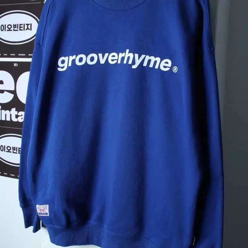 [BUNJANG] Groove Rhymer Big Logo Sweatshirt (M-L) / (M-L) 그루브라임 맨투맨 티셔츠 빅로고 기모 블루 올드스쿨-H37346